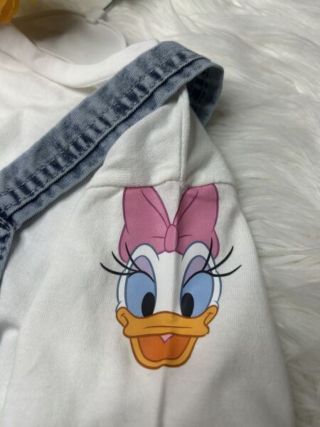 Kız Çocuk Daisy Duck Baskılı Tişört & Kot Salopet Takımı 