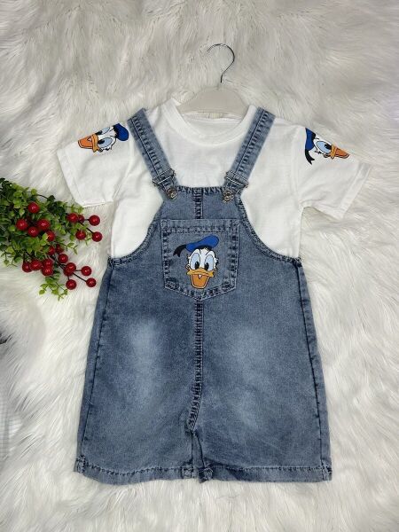 Donald Duck Baskılı Tişört ve Kot Tulum Takımı