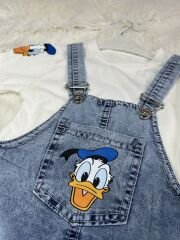 Donald Duck Baskılı Tişört ve Kot Tulum Takımı