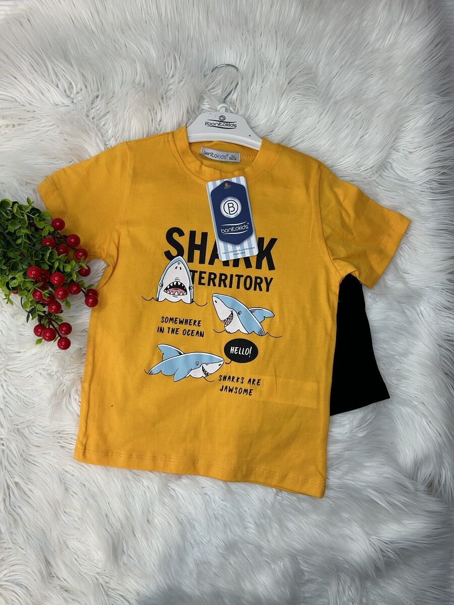 Erkek Çocuk Shark Baskılı 2’li Takım – Sarı - Siyah 5 yaş