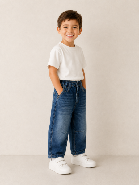 Erkek Çocuk Baggy Tapered Jean Pantolon