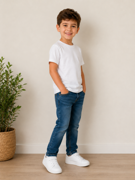 Erkek Çocuk Basic Beyaz T-Shirt